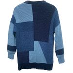 ZARA Small Blue Patchwork Chunky Knit V Neck Cardigan Sweater Bloggers Favorite Photo 5