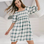 Madewell NWT Cotton Flannel Lucie Smocked Mini Dress in Lebaum Plaid Size XS Photo 0
