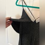 TOI ET MOI M Metallic Silver Black Ribbed Cocktail Dress Size M Photo 5