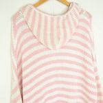Eddie Bauer NWOT cotton blend knit hoodie, pink & white stripes, Large Photo 5