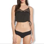 Free People  black satin blouson Brami cropped XS Photo 2