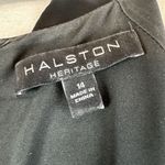 Halston Heritage  Women Sheath Cocktail Dress Size 14 Black Shimmer Ruched Bodice Photo 7