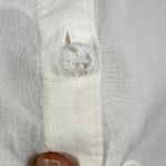 Joie  White Linen Button Front Top‎ Women's Small Crochet Trim Pocket Boho Blouse Photo 5