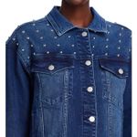 AQUA  Denim Jacket‎ XL Silver Studded Dark Wash Jean Coat Women's Photo 4