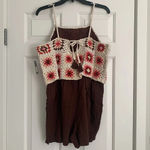 Lucky Brand Crochet Romper - Size M - Pink Granny Square - NWT Photo 5