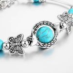Gorgeous silver plated butterfly bracelet with turquoise‎ beads fashion j… Photo 3
