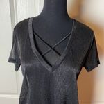 Urban Outfitters BLACK GLITTER SHEER BASIC TEE Photo 4