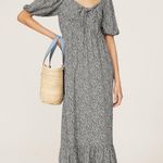 Slate + Willow Women's White Black Ditsy Floral Tie Front Midi Dress Size Small Photo 0