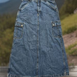 Y2K‎ Shabby Chic REVOLT Clothing Co.Denim Maxi Skirt 11/12 Cargo Pockets BAGGY Blue Photo 0