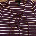Forever 21 MAROON WHITE STRIPE LACE UP LONG SLEEVE STRETCH TEE Photo 2