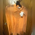Vince NWT Women’s  Sheer Crinkled Silk Shirt in ‘Lotus’ SZ XL Photo 8