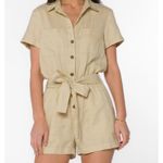 Velvet Heart 100% linen navy blue romper size small Photo 6