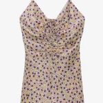 ZARA  Yellow Floral Draped Satin Effect Mini Dress Size L NWT New With Tags Photo 0