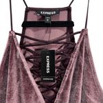 EXPRESS  Velvet Lace-Up Deep V Neck Racerback Cami Maroon Womens Medium NWT Photo 1
