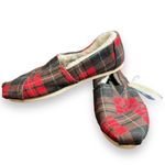 Toms Alpargata Women Faux Fur Lined Red Cozy Plaid Loafers Flats Size US 7 Photo 4