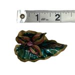 Vintage Unsigned Caladium Leaf Large Post Earrings Enamel Bohemian Boho Floral Multi Photo 7