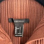 Forever 21 Vintage Y2K  Ribbed Lettuce Trim Chocolate Brown Collared Top‎ Large Photo 2