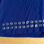 belldini Cold Shoulder Butterfly Sleeve Top, Gold Grommet, Navy Blue, Size S Blue Photo 6