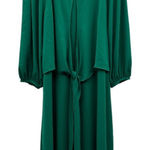 Anthropologie Maeve Valparaiso Emerald Green Tie Front Midi Dress Size 10 Photo 0