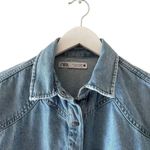 ZARA NWOT  Denim Blue Long Sleeves Button Down Algodon SZ S # 1681 Photo 1