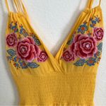 Forever 21 Yellow Embroidered Floral Romper L Photo 1