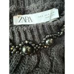 ZARA  High Collar Cable Knit Sweater With Tonal Beads & Shorts Sleeves Photo 7