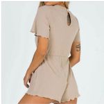 Princess Polly  Aiken Soft Ribbed Short Sleeve Front Tie Romper Size 4 Photo 3