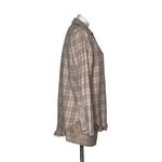 Current/Elliott CURRENT ELLIOTT Plaid Shirt The Prep School Fray Pink Taupe Tinsel Size 2 Photo 3