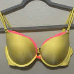 Victoria's Secret Yellow and Pink Push Up Bra Size 34 D Photo 0