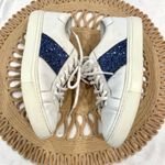 Tory Burch  Carter Glitter Sneaker Women's Size 7M Lace Up White Blue Photo 3