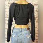 Nasty Gal  Black Tie-Front Crop Blouse Photo 1