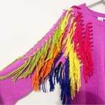 Queen of Sparkles Rainbow Fringe Sweater Size Medium M Pink Photo 6