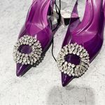 ZARA NWT  Embellished Vinyl Heels Violet formal sling backs Size EU 38 US 7.5 Photo 8