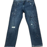 Pilcro and the Letterpress Pilcro Jeans Womens 27 Slim Boyfriend Cropped Raw Hem Embroidered Sequin Stars Photo 0