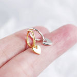 Boutique Heart Huggie Hoop Earrings | Yellow‎ Gold Plated Sterling Silver Photo 4