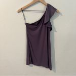 The Limited  Purple Satin Ruffle Front Knit Back‎ One Shoulder Blouse Size S Photo 5