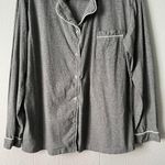 Cotton Sleep Shirt Womens Large Breathable Stretch Relaxed Loungewear Neutral Gray Photo 2