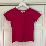 frankie's bikinis Frankie’s Bikinis pink cropped ruffle trim top xs Photo 1