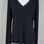 The Limited Y2K  Top Womens Large Black Lace Trim V-Neck Whimsigoth Goth Preppy L Photo 0