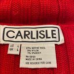 Carlisle  Vtg Heavy Ribbed Merino Wool Red Cowl Neck Button Zip Cardigan Jacket L Photo 8