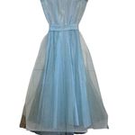 Vintage 50s Fit Flare Ice Blue tea length gown dress princess cinderella costume Photo 2