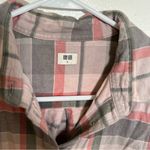 Uniqlo  Flannel Button Down Shirt Green Pink Plaid S Photo 6