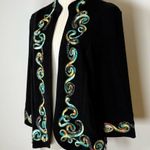 NWT Picadilly Fashions Open Cardigan 3/4 Sleeve Multicolor Appliqué Petite Small Black Size undefined Photo 1