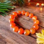 Gem Quality Fire Agate Stretch Bracelet – Glowing Autumn Hues Orange Photo 1