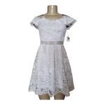 Francescas Womens Size Small White Lace Mini Dress Fit Flare Off Should…​ Photo 5