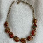 Vintage Orange Green Gold Marbled Necklace Photo 0