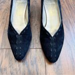 Salvatore Ferragamo Ferragamo • vintage black suede pumps witchy low cuban heel 90s goth point toe Photo 3