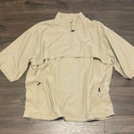 IZOD Women’s  Tan Short Sleeve 3/4 Zip Utility Shirt, Size XL Photo 0