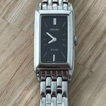 Seiko  Solar Luxury Ladies Watch Black Rectangular Dial Stainless Bracelet Photo 2