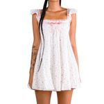 Finesse Mallory Ditsy Floral Mini Dress Women White Pink Coquette Babydoll Lace Size M Photo 8